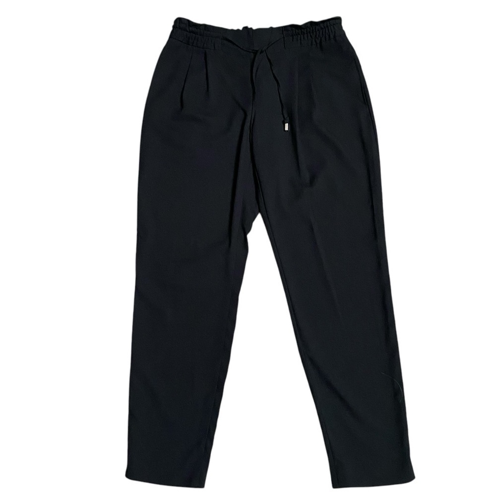Zara Paperbag Waist Pants Black Drawstring Ankle Trousers S